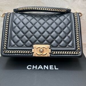 Chanel Quilted Boy Bag in Black with Gold Hardware
